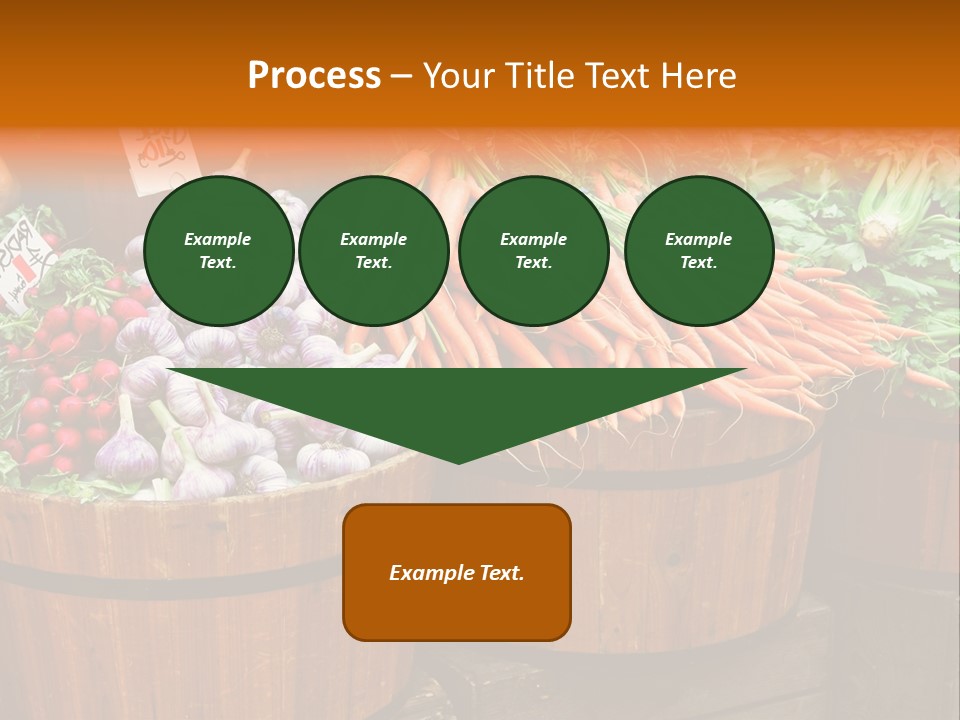 Fresh Organic Vegetables In Big Wooden Buckets PowerPoint Template