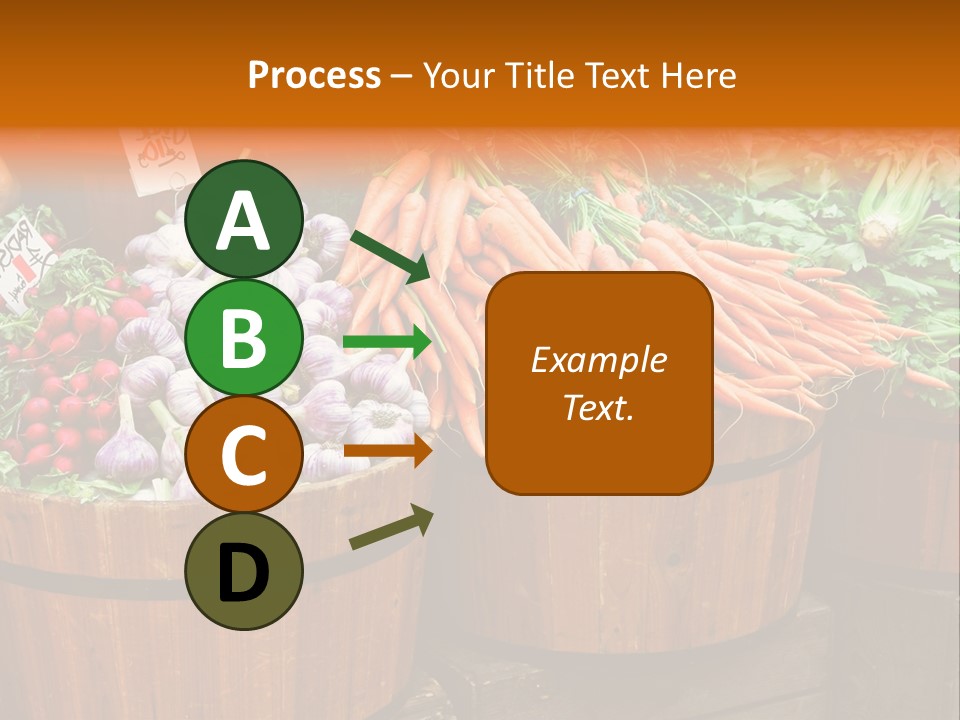 Fresh Organic Vegetables In Big Wooden Buckets PowerPoint Template