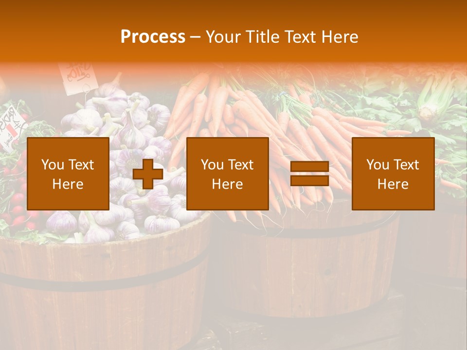 Fresh Organic Vegetables In Big Wooden Buckets PowerPoint Template