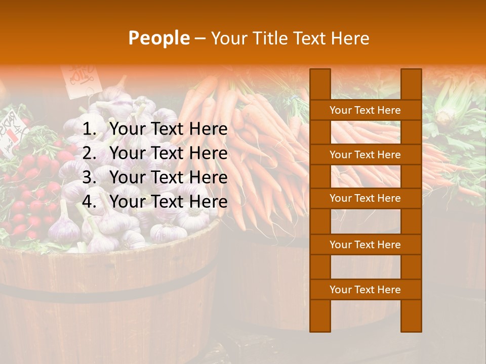 Fresh Organic Vegetables In Big Wooden Buckets PowerPoint Template