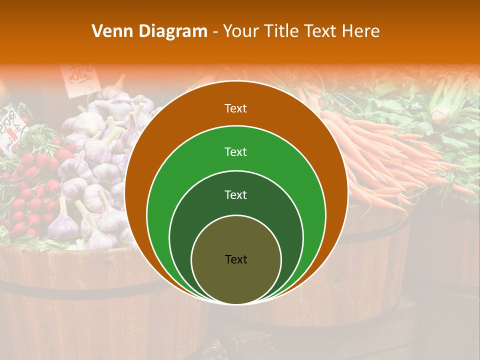 Fresh Organic Vegetables In Big Wooden Buckets PowerPoint Template