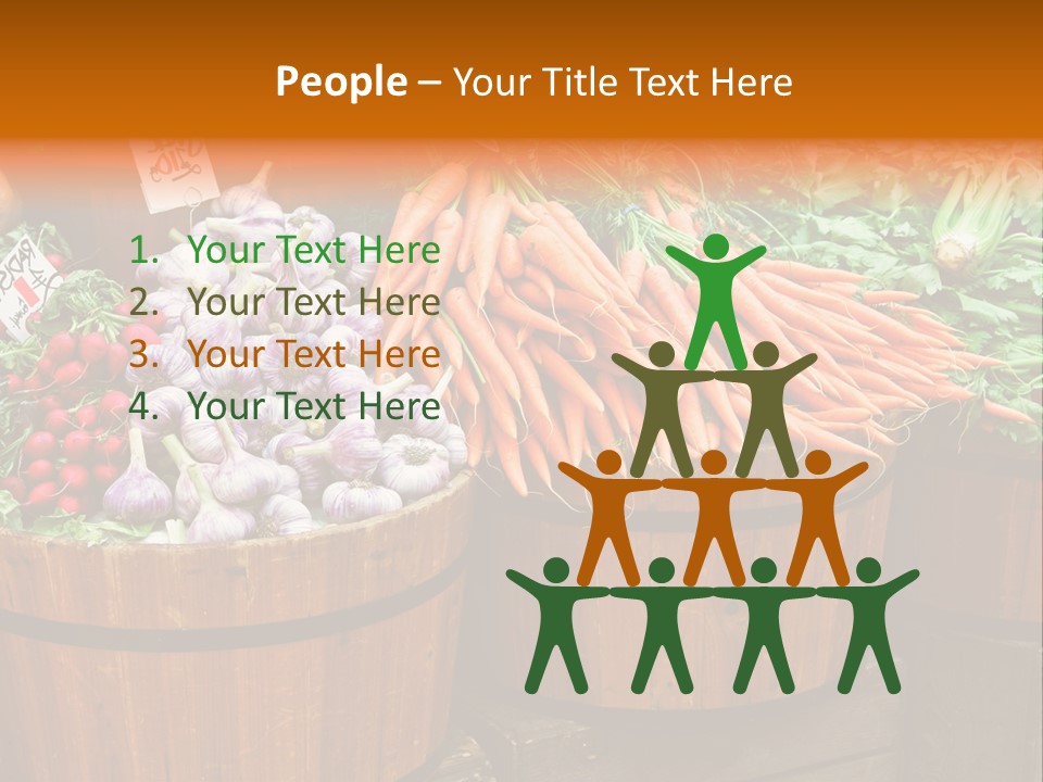 Fresh Organic Vegetables In Big Wooden Buckets PowerPoint Template