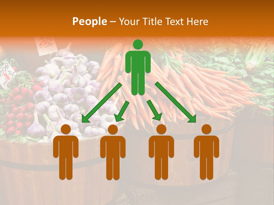 Fresh Organic Vegetables In Big Wooden Buckets PowerPoint Template