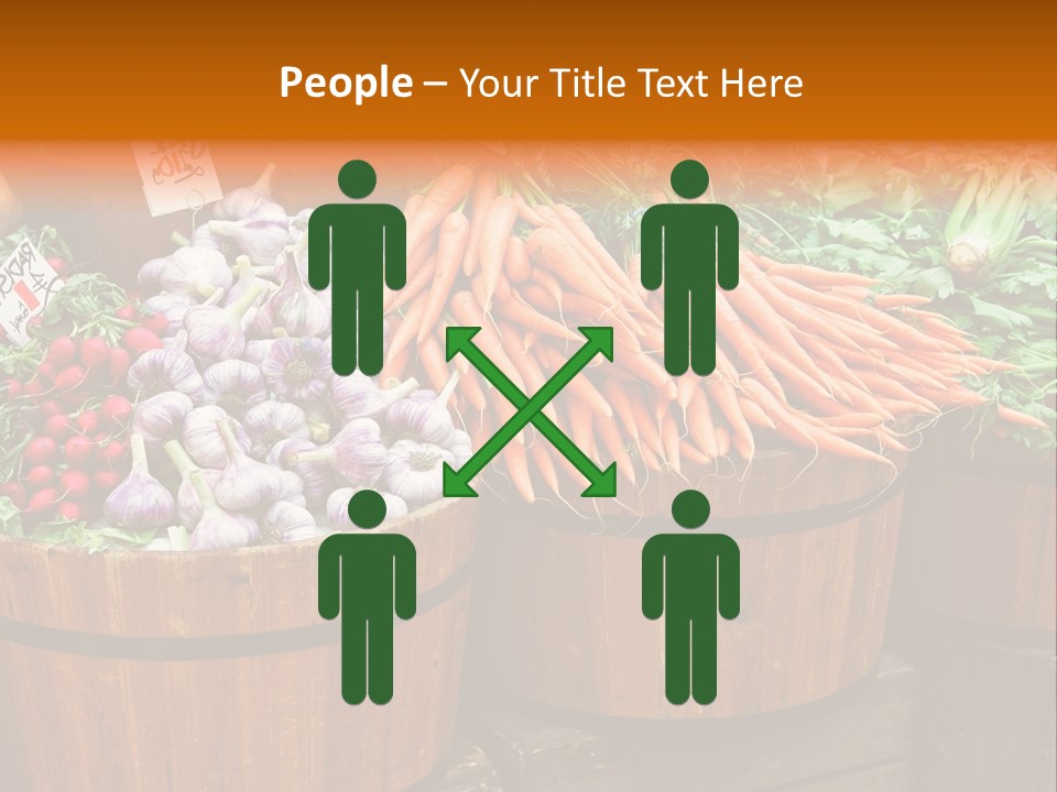 Fresh Organic Vegetables In Big Wooden Buckets PowerPoint Template