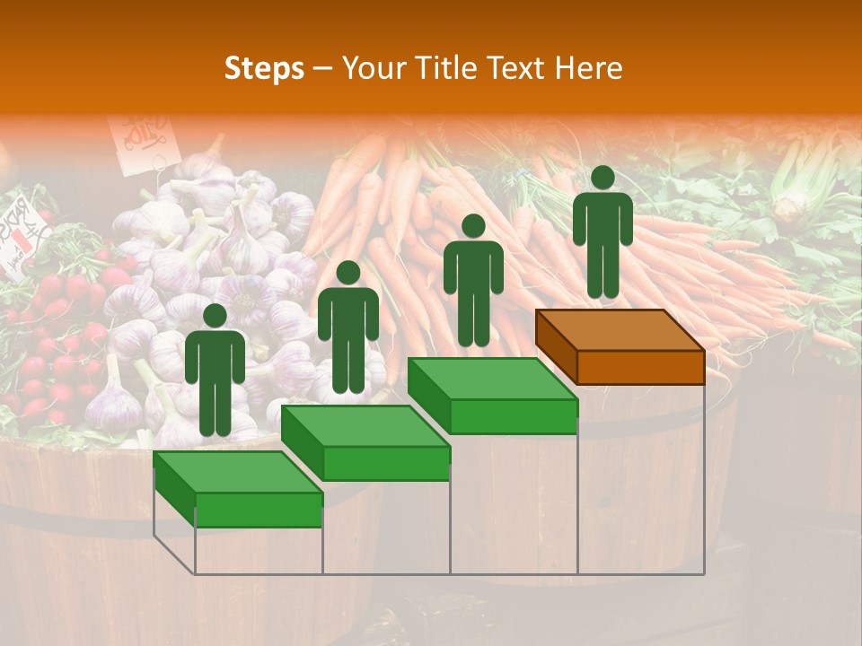 Fresh Organic Vegetables In Big Wooden Buckets PowerPoint Template