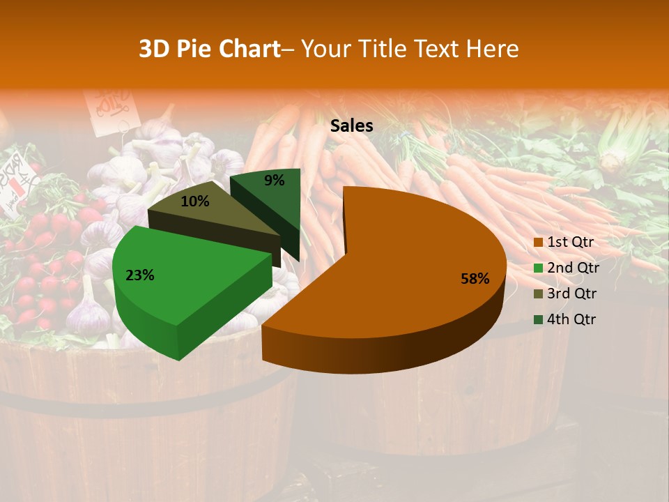 Fresh Organic Vegetables In Big Wooden Buckets PowerPoint Template