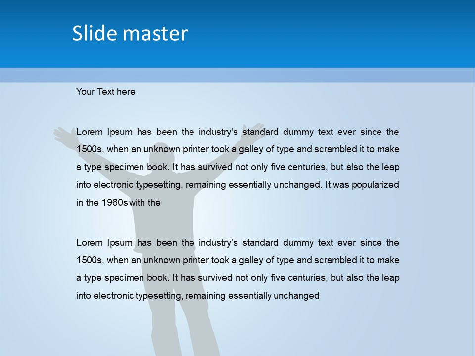 Silhouette Of A Man With Arms Lifted Up To The Sky. PowerPoint Template