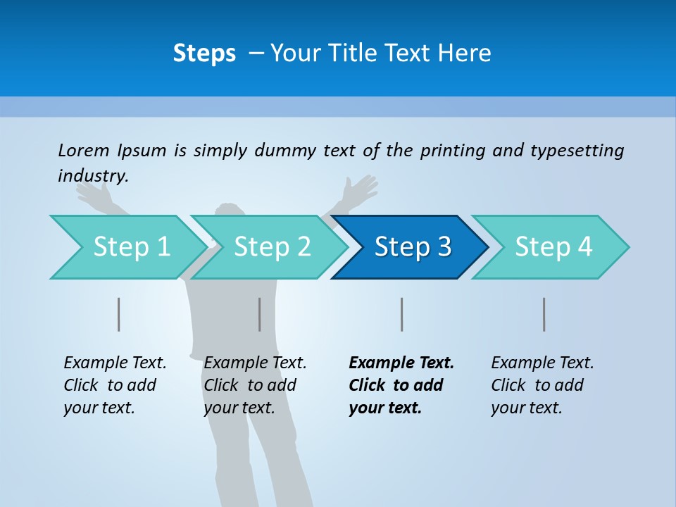 Silhouette Of A Man With Arms Lifted Up To The Sky. PowerPoint Template