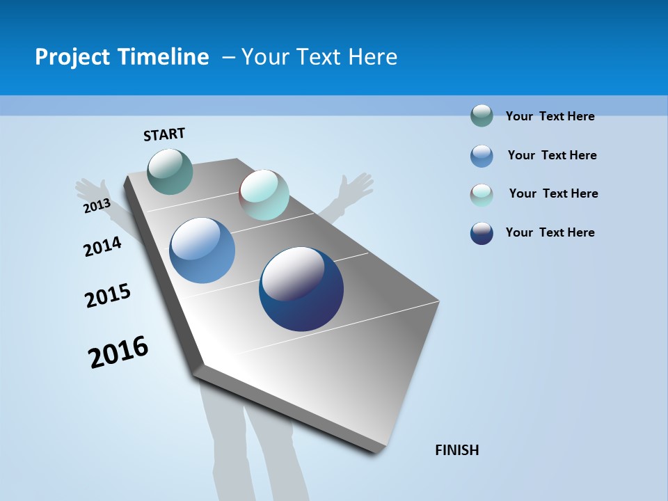 Silhouette Of A Man With Arms Lifted Up To The Sky. PowerPoint Template