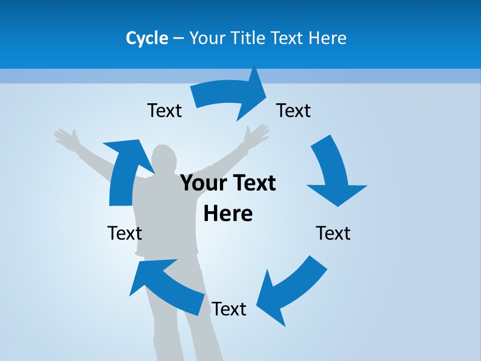 Silhouette Of A Man With Arms Lifted Up To The Sky. PowerPoint Template