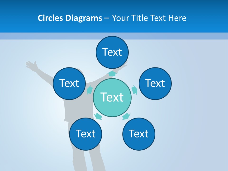 Silhouette Of A Man With Arms Lifted Up To The Sky. PowerPoint Template