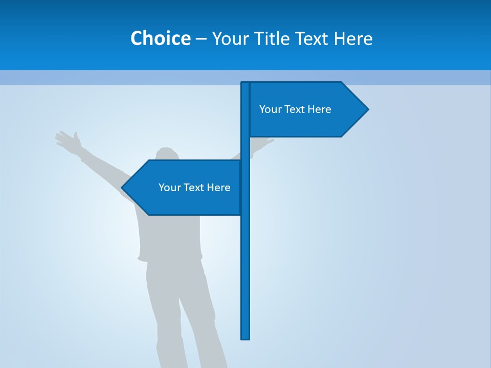 Silhouette Of A Man With Arms Lifted Up To The Sky. PowerPoint Template