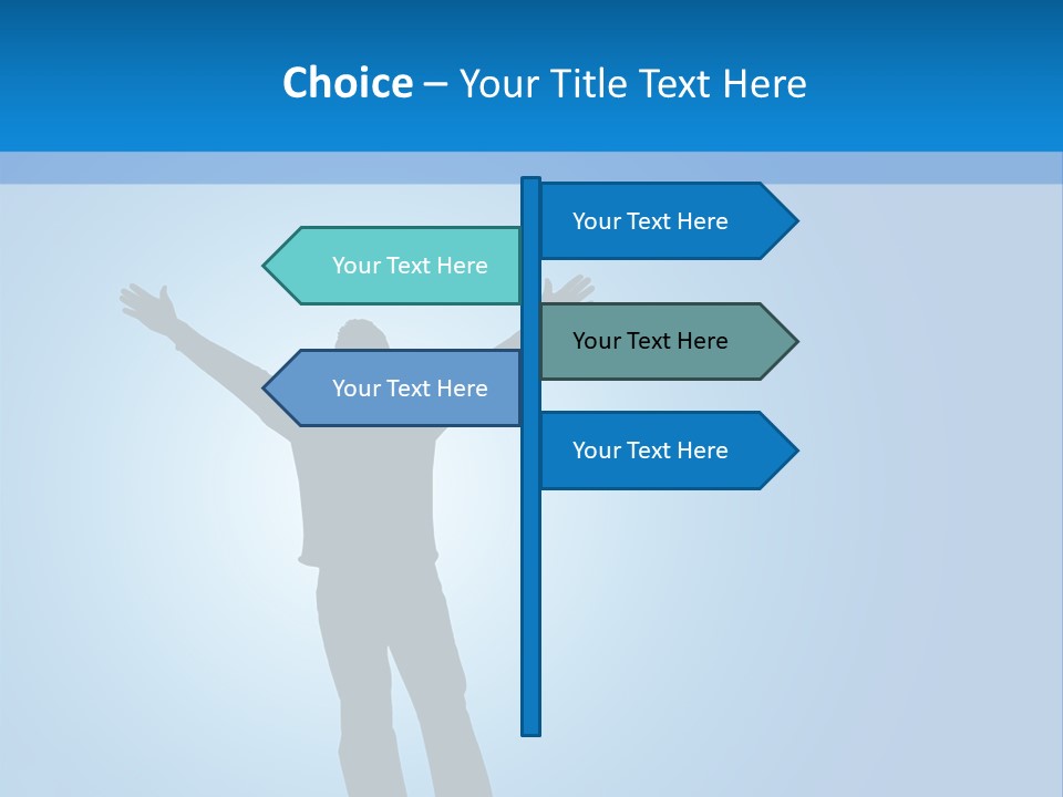 Silhouette Of A Man With Arms Lifted Up To The Sky. PowerPoint Template