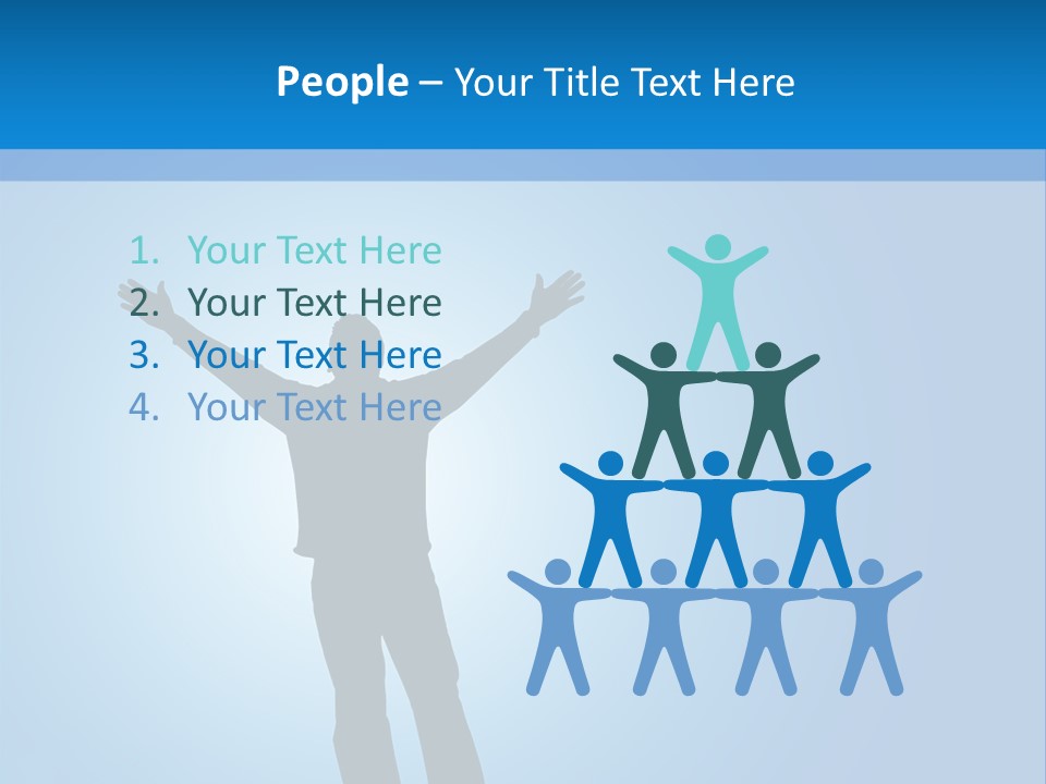 Silhouette Of A Man With Arms Lifted Up To The Sky. PowerPoint Template