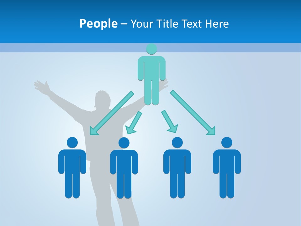 Silhouette Of A Man With Arms Lifted Up To The Sky. PowerPoint Template