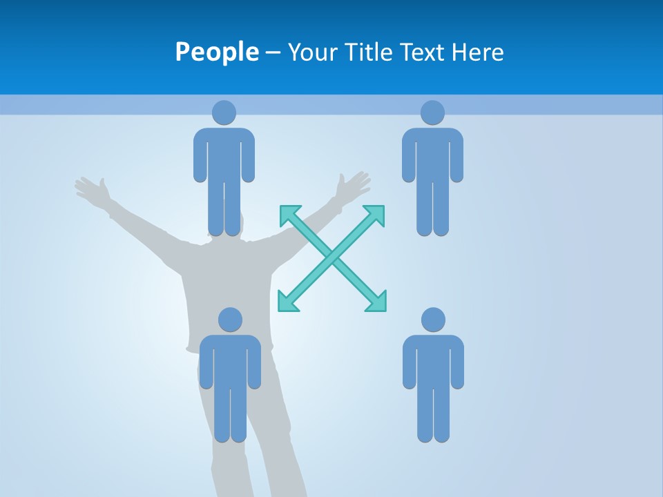 Silhouette Of A Man With Arms Lifted Up To The Sky. PowerPoint Template