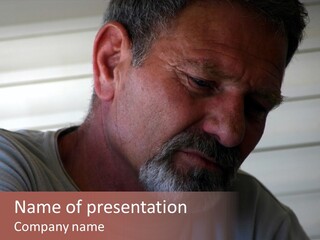 Sad Man With Gray Hair And Goatie- Portrait PowerPoint Template