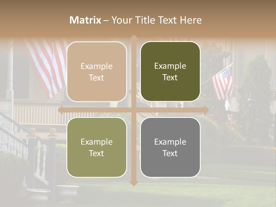 American Flags Flying Proudly On Front Porches Of A Small Town During A Holiday PowerPoint Template