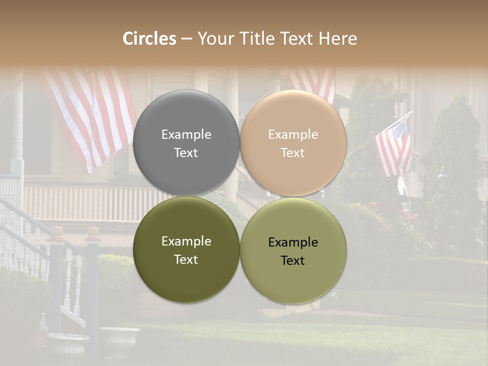 American Flags Flying Proudly On Front Porches Of A Small Town During A Holiday PowerPoint Template