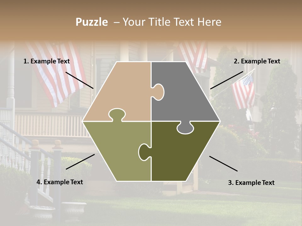 American Flags Flying Proudly On Front Porches Of A Small Town During A Holiday PowerPoint Template