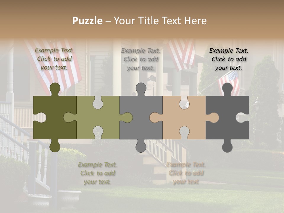 American Flags Flying Proudly On Front Porches Of A Small Town During A Holiday PowerPoint Template