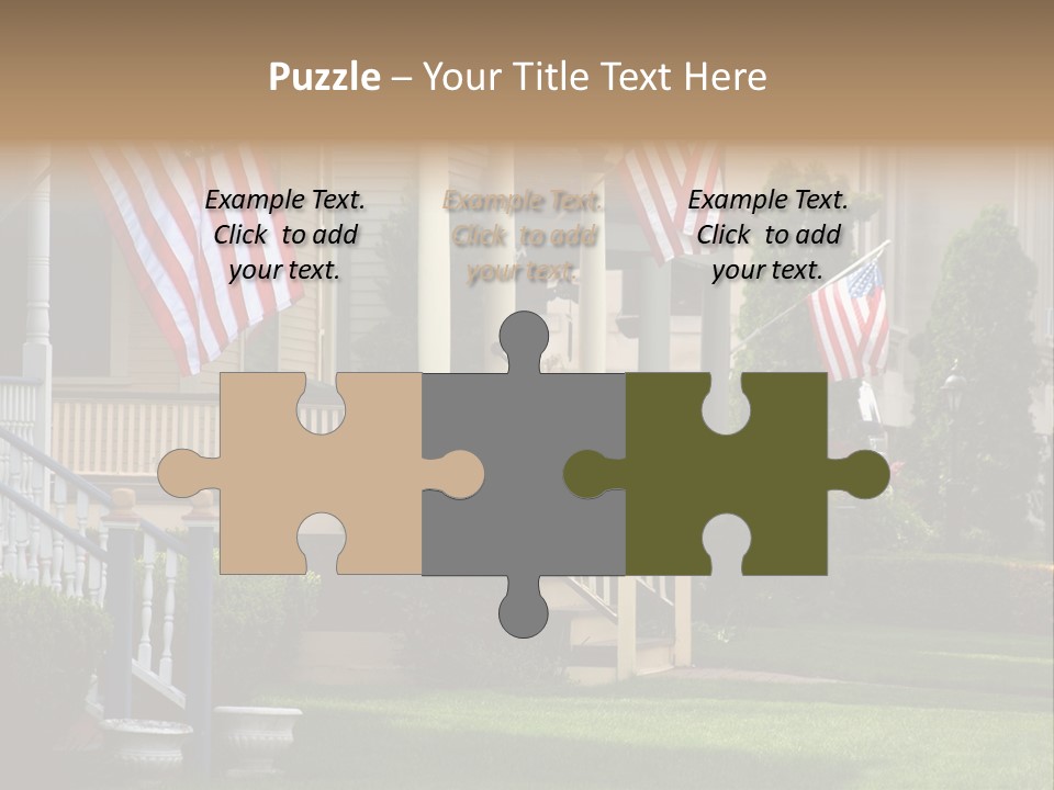 American Flags Flying Proudly On Front Porches Of A Small Town During A Holiday PowerPoint Template