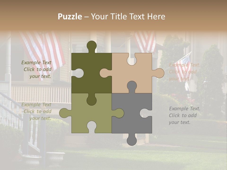 American Flags Flying Proudly On Front Porches Of A Small Town During A Holiday PowerPoint Template