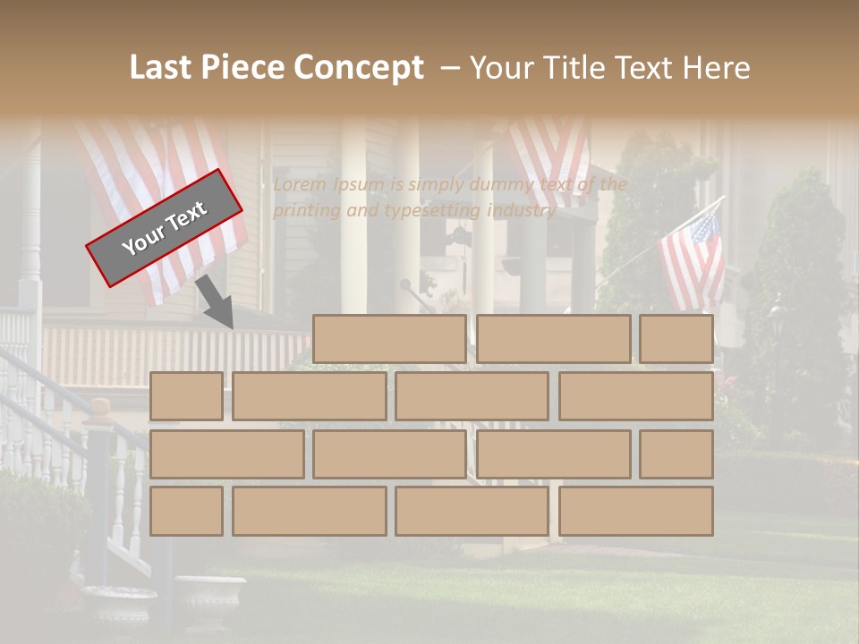 American Flags Flying Proudly On Front Porches Of A Small Town During A Holiday PowerPoint Template