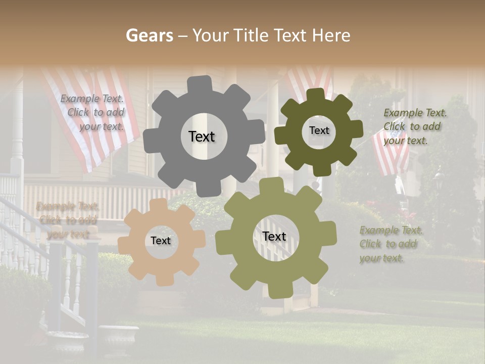 American Flags Flying Proudly On Front Porches Of A Small Town During A Holiday PowerPoint Template