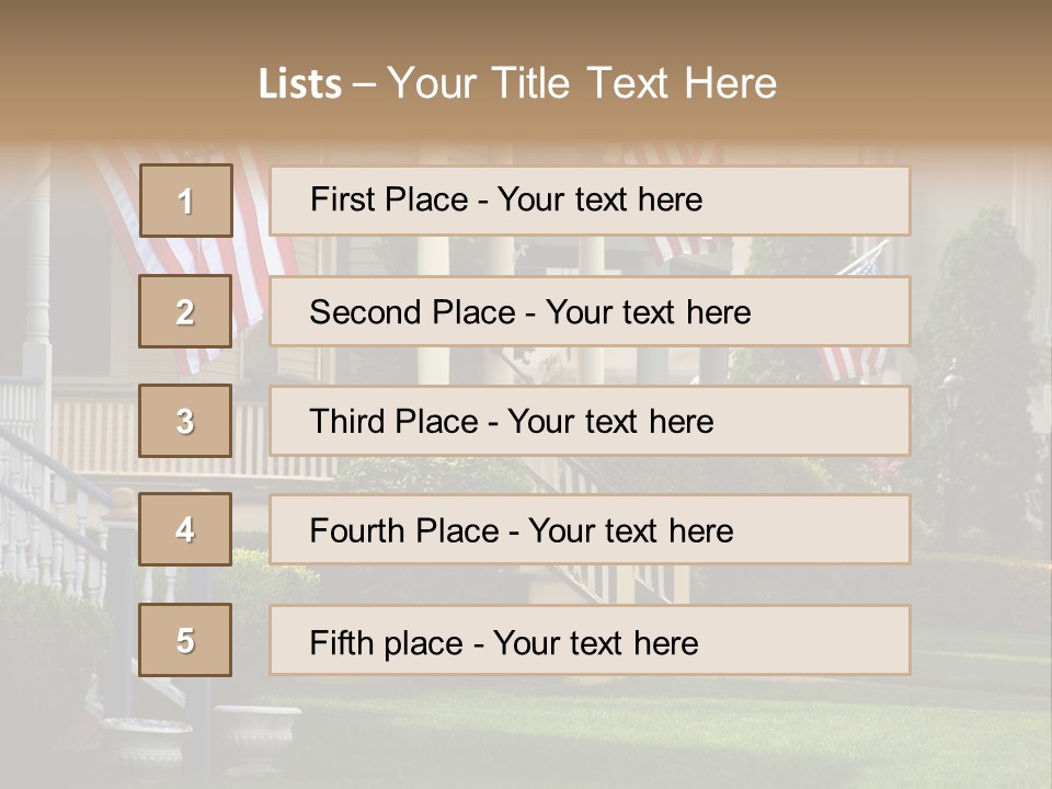 American Flags Flying Proudly On Front Porches Of A Small Town During A Holiday PowerPoint Template