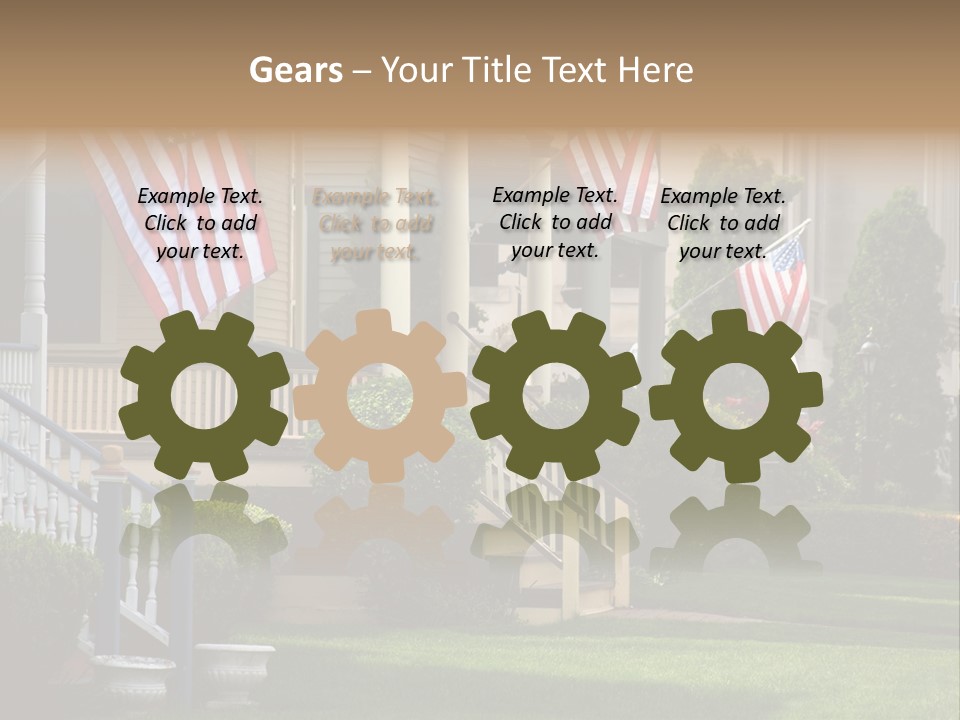 American Flags Flying Proudly On Front Porches Of A Small Town During A Holiday PowerPoint Template