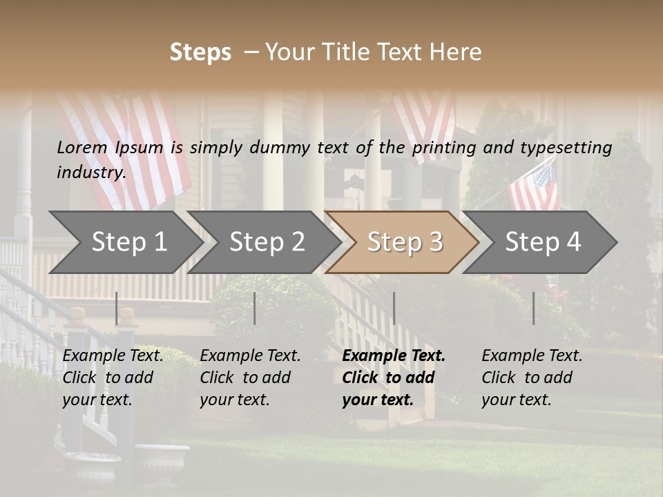 American Flags Flying Proudly On Front Porches Of A Small Town During A Holiday PowerPoint Template