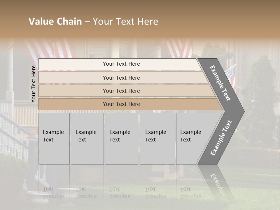 American Flags Flying Proudly On Front Porches Of A Small Town During A Holiday PowerPoint Template