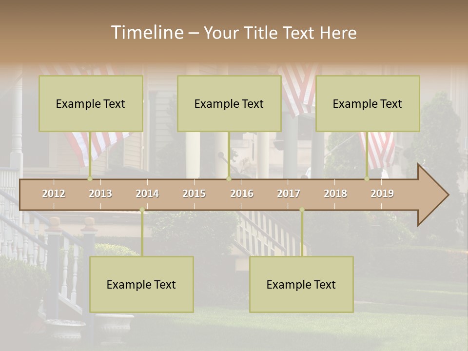 American Flags Flying Proudly On Front Porches Of A Small Town During A Holiday PowerPoint Template