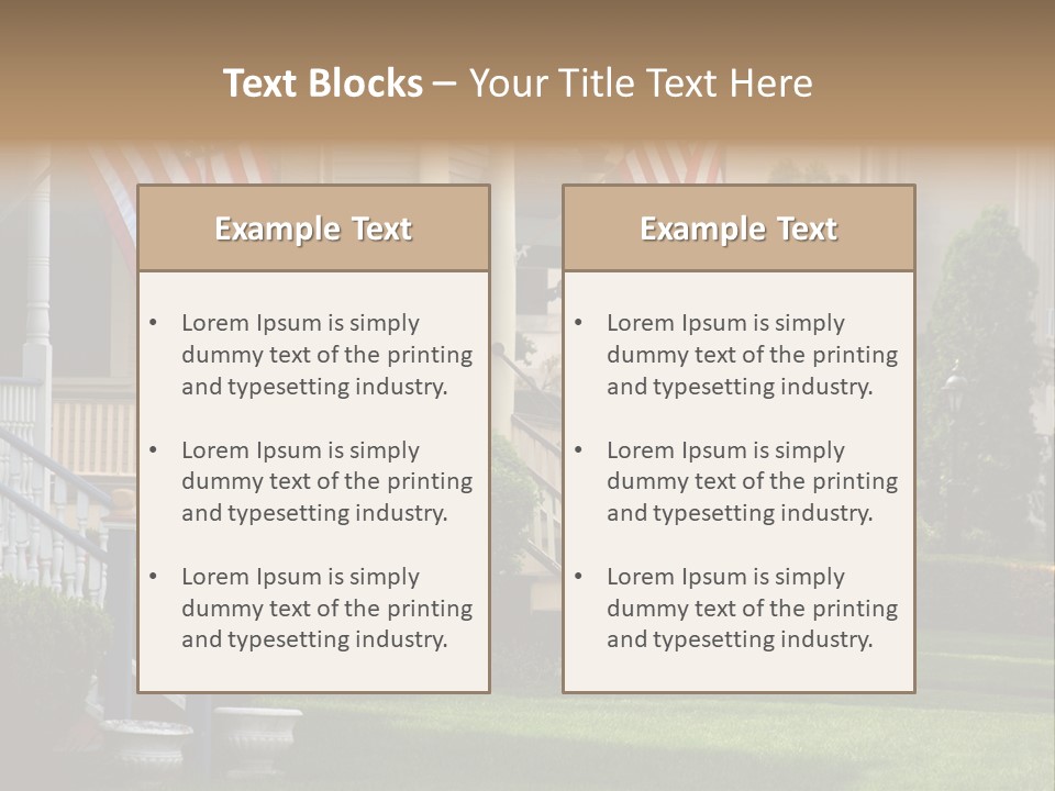American Flags Flying Proudly On Front Porches Of A Small Town During A Holiday PowerPoint Template