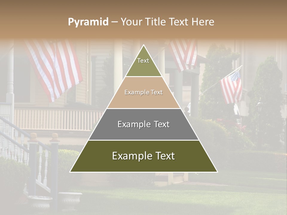 American Flags Flying Proudly On Front Porches Of A Small Town During A Holiday PowerPoint Template