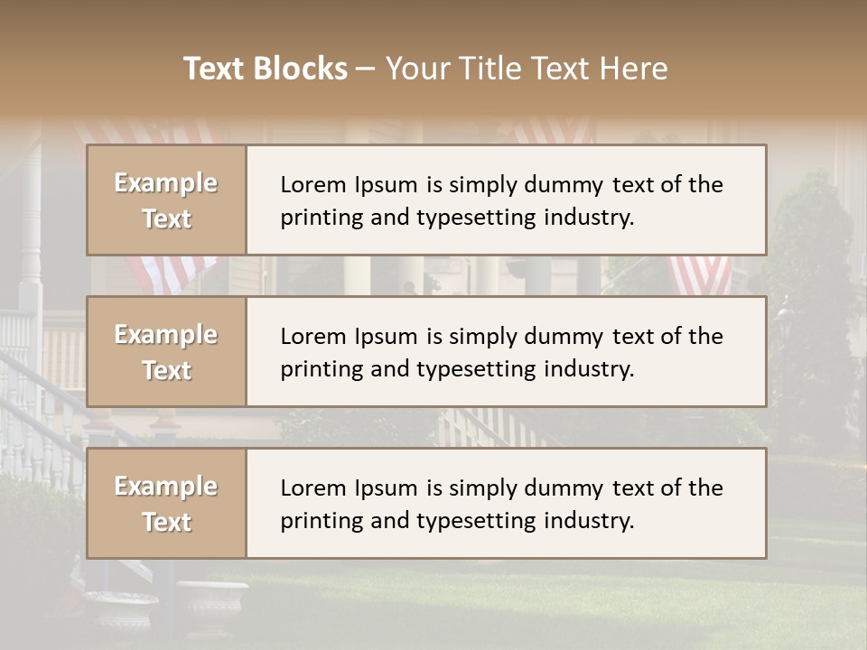 American Flags Flying Proudly On Front Porches Of A Small Town During A Holiday PowerPoint Template