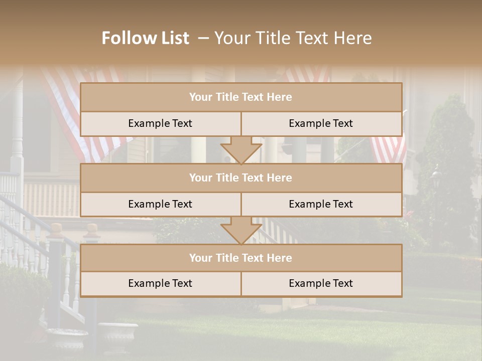 American Flags Flying Proudly On Front Porches Of A Small Town During A Holiday PowerPoint Template