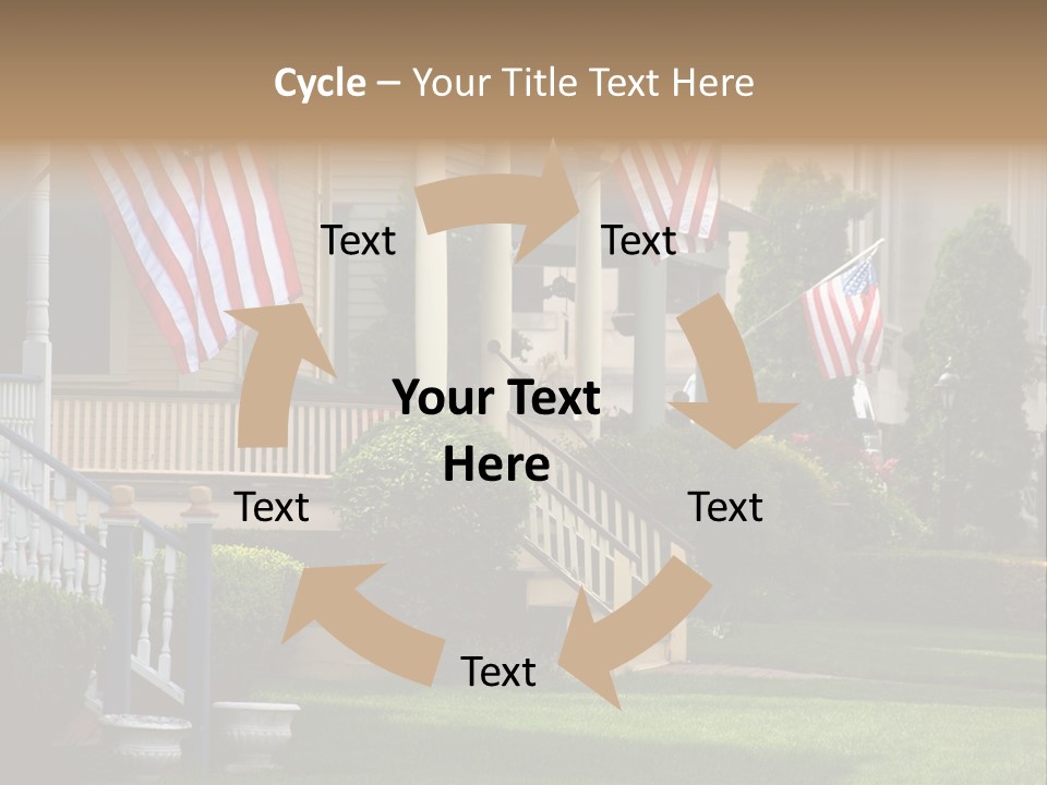 American Flags Flying Proudly On Front Porches Of A Small Town During A Holiday PowerPoint Template