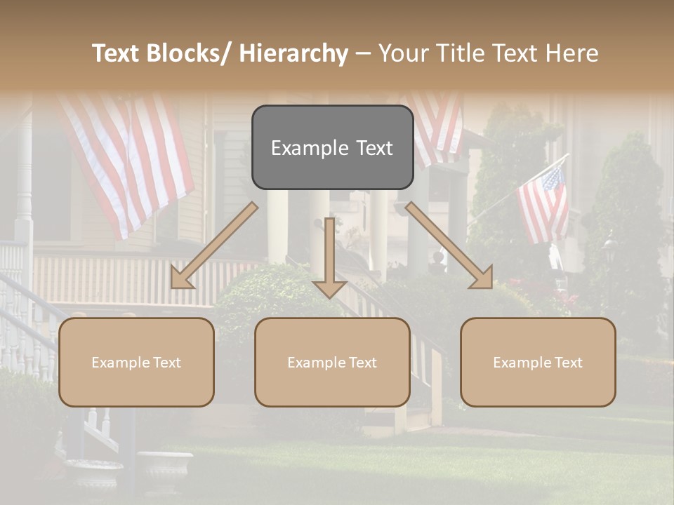 American Flags Flying Proudly On Front Porches Of A Small Town During A Holiday PowerPoint Template