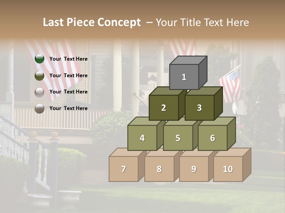 American Flags Flying Proudly On Front Porches Of A Small Town During A Holiday PowerPoint Template