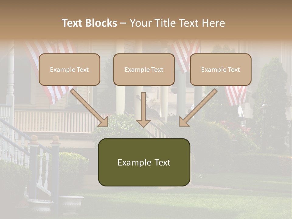 American Flags Flying Proudly On Front Porches Of A Small Town During A Holiday PowerPoint Template