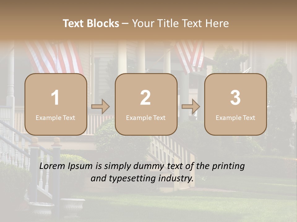 American Flags Flying Proudly On Front Porches Of A Small Town During A Holiday PowerPoint Template