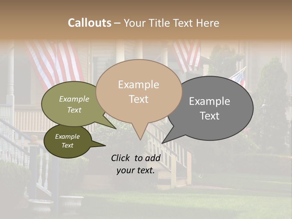 American Flags Flying Proudly On Front Porches Of A Small Town During A Holiday PowerPoint Template