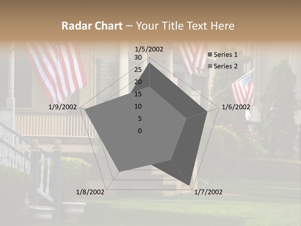 American Flags Flying Proudly On Front Porches Of A Small Town During A Holiday PowerPoint Template