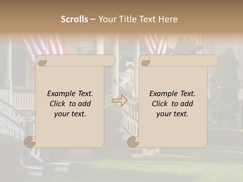 American Flags Flying Proudly On Front Porches Of A Small Town During A Holiday PowerPoint Template