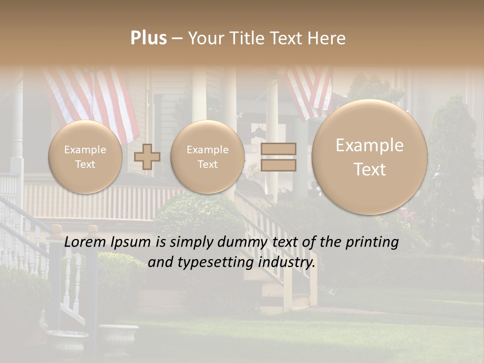 American Flags Flying Proudly On Front Porches Of A Small Town During A Holiday PowerPoint Template