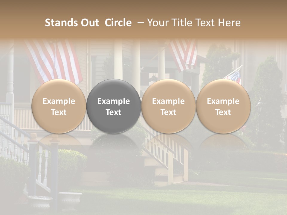 American Flags Flying Proudly On Front Porches Of A Small Town During A Holiday PowerPoint Template