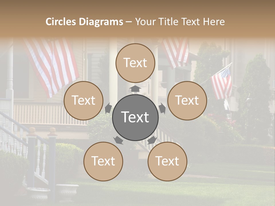 American Flags Flying Proudly On Front Porches Of A Small Town During A Holiday PowerPoint Template