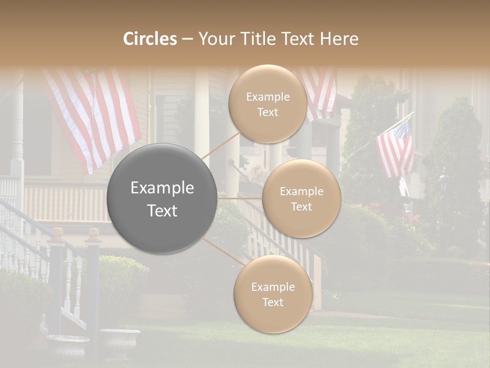 American Flags Flying Proudly On Front Porches Of A Small Town During A Holiday PowerPoint Template